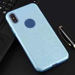 For iPhone XS Max Full Coverage TPU + PC Glittery Powder Protective Back Case(Blue)