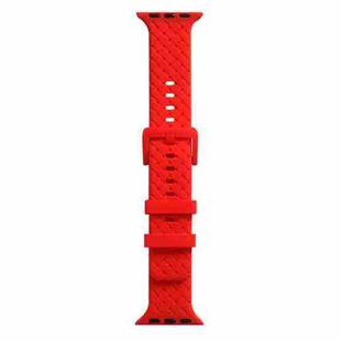 Braided Texture Silicone Watch Band For Apple Watch Ultra 49mm / Series 8&7 45mm / SE 2&6&SE&5&4 44mm / 3&2&1 42mm(Red)