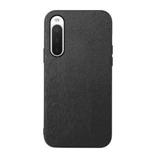 For Sony Xperia 10 IV Wood Texture PU Phone Case(Black)