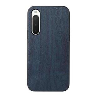 For Sony Xperia 10 IV Wood Texture PU Phone Case(Blue)