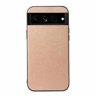 For Google Pixel 7 Pro 5G Wood Texture PU Phone Case(Gold)