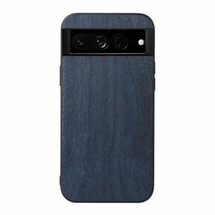 For Google Pixel 7 Pro 5G Wood Texture PU Phone Case(Blue)