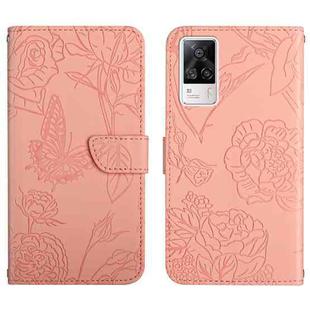 For vivo S9e Skin Feel Butterfly Peony Embossed Leather Phone Case(Pink)