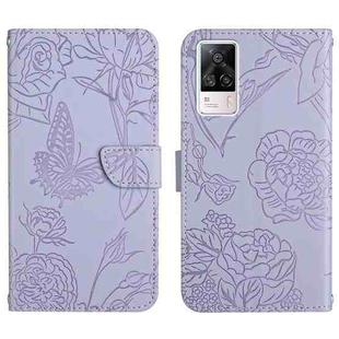 For vivo S9e Skin Feel Butterfly Peony Embossed Leather Phone Case(Purple)
