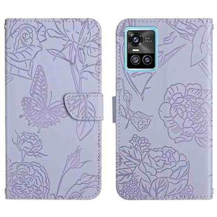 For vivo S10 / S10 Pro Skin Feel Butterfly Peony Embossed Leather Phone Case(Purple)