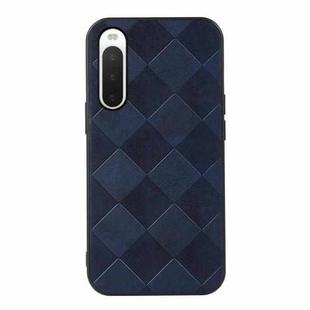 For Sony Xperia 10 IV Weave Plaid PU Phone Case(Blue)