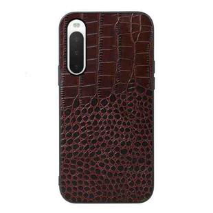 For Sony Xperia 10 IV Crocodile Top Layer Cowhide Leather Phone Case(Coffee)