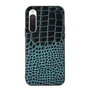 For Sony Xperia 10 IV Crocodile Top Layer Cowhide Leather Phone Case(Cyan Blue)