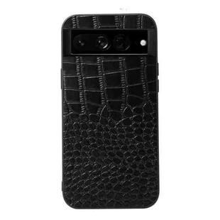 For Google Pixel 7 Pro 5G Crocodile Top Layer Cowhide Leather Phone Case(Black)