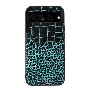 For Google Pixel 7 Pro 5G Crocodile Top Layer Cowhide Leather Phone Case(Cyan Blue)
