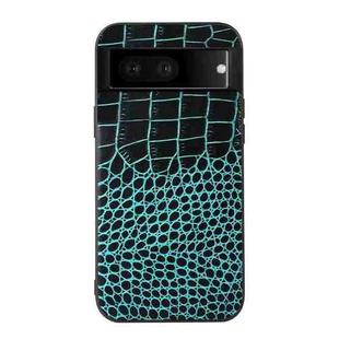 For Google Pixel 7 5G Crocodile Top Layer Cowhide Leather Phone Case(Cyan Blue)