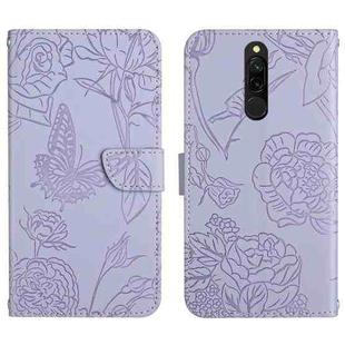 For Xiaomi Redmi 8 / 8A Skin Feel Butterfly Peony Embossed Leather Phone Case(Purple)