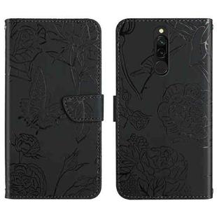 For Xiaomi Redmi 8 / 8A Skin Feel Butterfly Peony Embossed Leather Phone Case(Black)