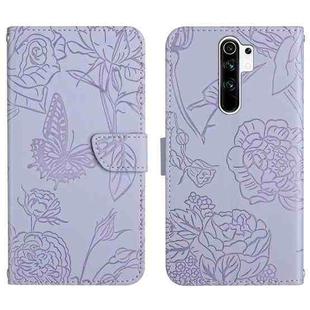 For Xiaomi Redmi 9 Skin Feel Butterfly Peony Embossed Leather Phone Case(Purple)