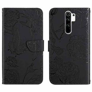 For Xiaomi Redmi 9 Skin Feel Butterfly Peony Embossed Leather Phone Case(Black)