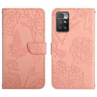 For Xiaomi Redmi 10 4G Skin Feel Butterfly Peony Embossed Leather Phone Case(Pink)