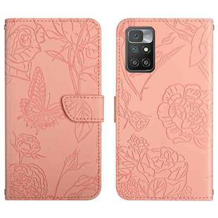 For Xiaomi Redmi 10 5G / Note 11E Skin Feel Butterfly Peony Embossed Leather Phone Case(Pink)