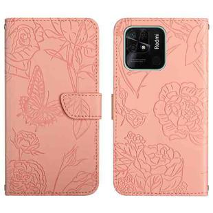 For Xiaomi Redmi 10C Skin Feel Butterfly Peony Embossed Leather Phone Case(Pink)