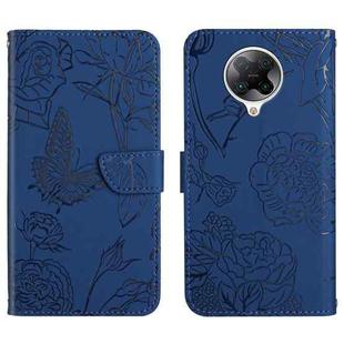 For Xiaomi Redmi K30 Pro Skin Feel Butterfly Peony Embossed Leather Phone Case(Blue)