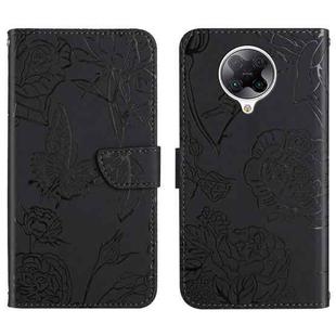 For Xiaomi Redmi K30 Pro Skin Feel Butterfly Peony Embossed Leather Phone Case(Black)