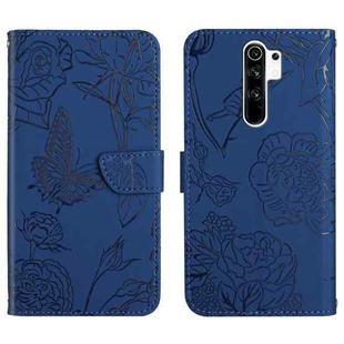 For Xiaomi Redmi Note 8 Pro Skin Feel Butterfly Peony Embossed Leather Phone Case(Blue)