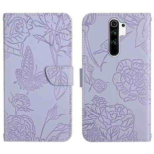 For Xiaomi Redmi Note 8 Pro Skin Feel Butterfly Peony Embossed Leather Phone Case(Purple)
