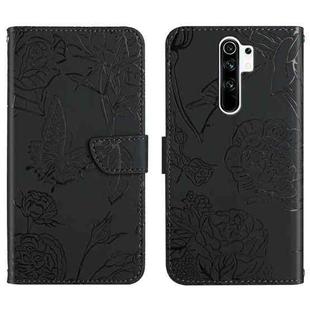 For Xiaomi Redmi Note 8 Pro Skin Feel Butterfly Peony Embossed Leather Phone Case(Black)