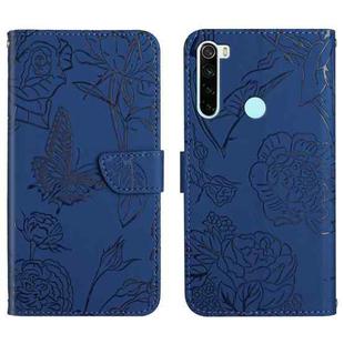 For Xiaomi Redmi Note 8T Skin Feel Butterfly Peony Embossed Leather Phone Case(Blue)