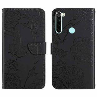 For Xiaomi Redmi Note 8T Skin Feel Butterfly Peony Embossed Leather Phone Case(Black)