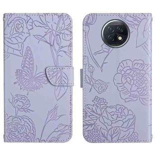 For Xiaomi Redmi Note 9 5G Skin Feel Butterfly Peony Embossed Leather Phone Case(Purple)