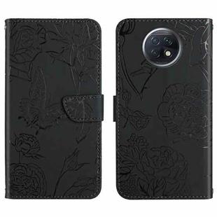 For Xiaomi Redmi Note 9 5G Skin Feel Butterfly Peony Embossed Leather Phone Case(Black)