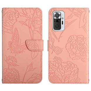 For Xiaomi Redmi Note 10 Pro Skin Feel Butterfly Peony Embossed Leather Phone Case(Pink)