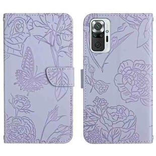 For Xiaomi Redmi Note 10 Pro Skin Feel Butterfly Peony Embossed Leather Phone Case(Purple)