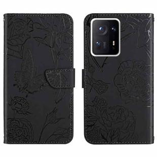 For Xiaomi Mi Mix 4 Skin Feel Butterfly Peony Embossed Leather Phone Case(Black)