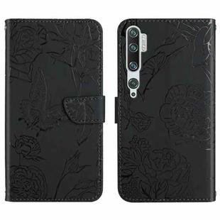 For Xiaomi Mi Note 10 / Note 10 Pro Skin Feel Butterfly Peony Embossed Leather Phone Case(Black)