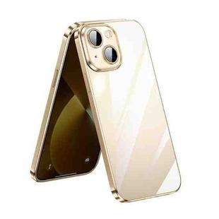 For iPhone 13 SULADA Lens Protector Plated Clear Case(Gold)