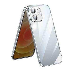 For iPhone 12 SULADA Lens Protector Plated Clear Case(Silver)