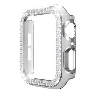 Double-Row Diamond Two-color Electroplating PC Watch Case For Apple Watch Series 3&2&1 38mm(White+Silver)