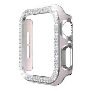 Double-Row Diamond Two-color Electroplating PC Watch Case For Apple Watch Series 3&2&1 38mm(Pink+Silver)