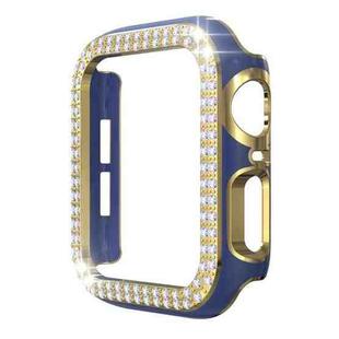 Double-Row Diamond Two-color Electroplating PC Watch Case For Apple Watch Series 3&2&1 38mm(Navy Blue+Gold)
