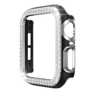 Double-Row Diamond Two-color Electroplating PC Watch Case For Apple Watch Series 3&2&1 38mm(Black+Silver)