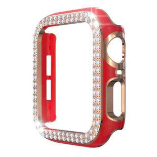 Double-Row Diamond Two-color Electroplating PC Watch Case For Apple Watch Series 3&2&1 38mm(Red+Rose Gold)