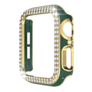 Double-Row Diamond Two-color Electroplating PC Watch Case For Apple Watch Series 3&2&1 38mm(Green+Gold)