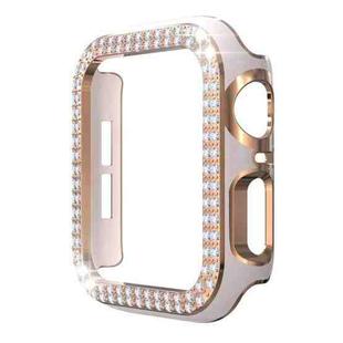 Double-Row Diamond Two-color Electroplating PC Watch Case For Apple Watch Series 3&2&1 42mm(Pink+Rose Gold)