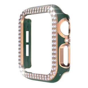 Double-Row Diamond Two-color Electroplating PC Watch Case For Apple Watch Series 3&2&1 42mm(Green+Rose Gold)