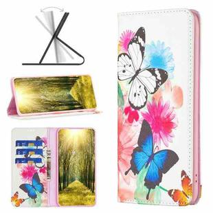 For Xiaomi Redmi 10 5G / Note 11E Colored Drawing Invisible Magnetic Leather Phone Case(Two Butterflies)