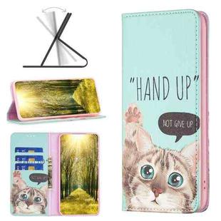 For Xiaomi Redmi 10C Colored Drawing Invisible Magnetic Leather Phone Case(Cat)