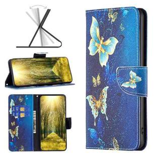 For Xiaomi Redmi 10 5G / Note 11E Colored Drawing Leather Phone Case(Gold Butterfly)
