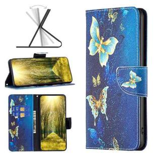 For Xiaomi Redmi 10C Colored Drawing Leather Phone Case(Gold Butterfly)
