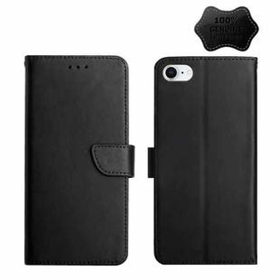 For iPhone SE 2022 / SE 2020 / 8 / 7 Genuine Leather Fingerprint-proof Horizontal Flip Phone Case(Black)